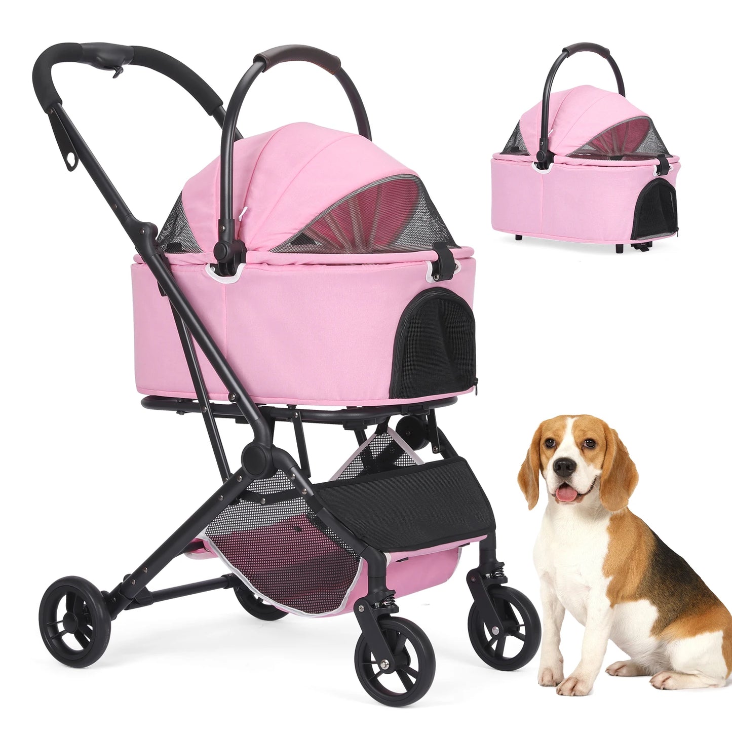 Breed 3 In 1 Dog Stroller Upgraded Frame 44lb Capacity