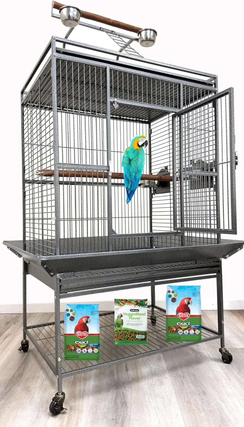 Deluxe Wrought Iron Parrot Cage With Top Play Area