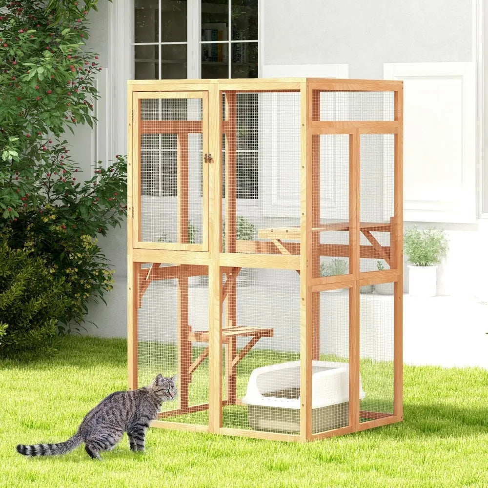 Closure Wooden Outdoor Cat Enclosure With Window Access