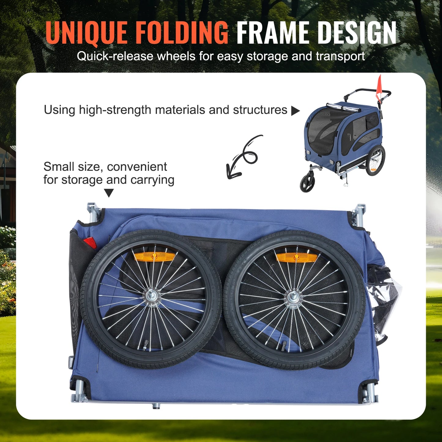 SucceBuy 100 Lbs 2 in 1 Dog Bike Trailer and Pet Stroller Carrier