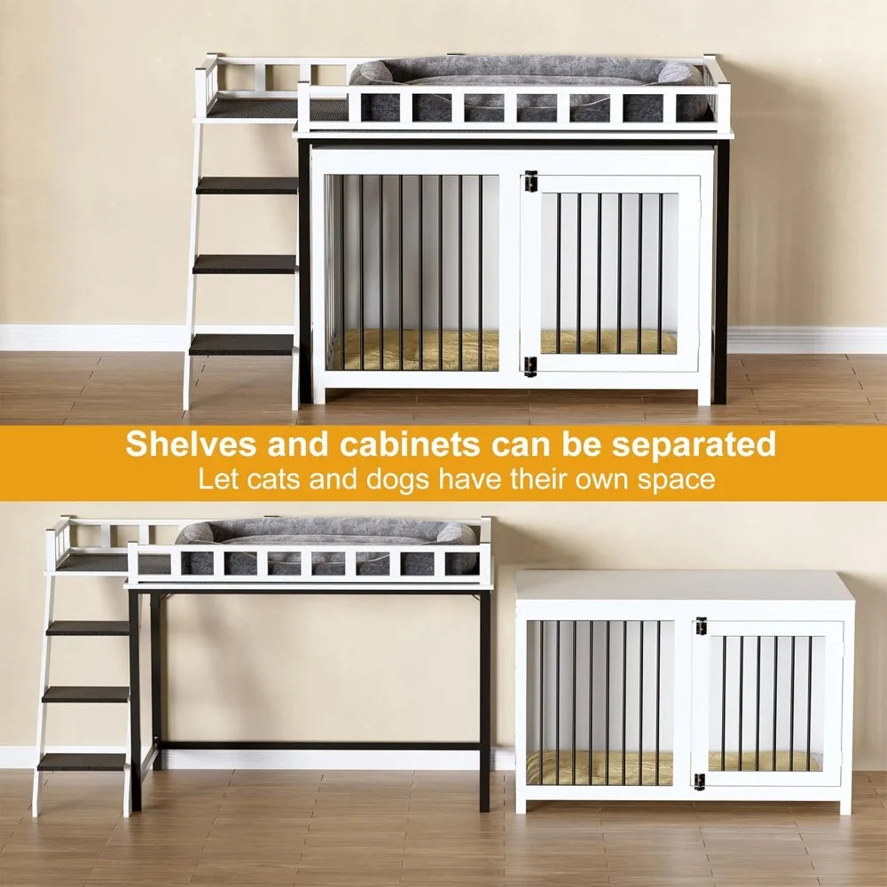 ANGDUO Loft Style Dog Crate Furniture With Double Doors