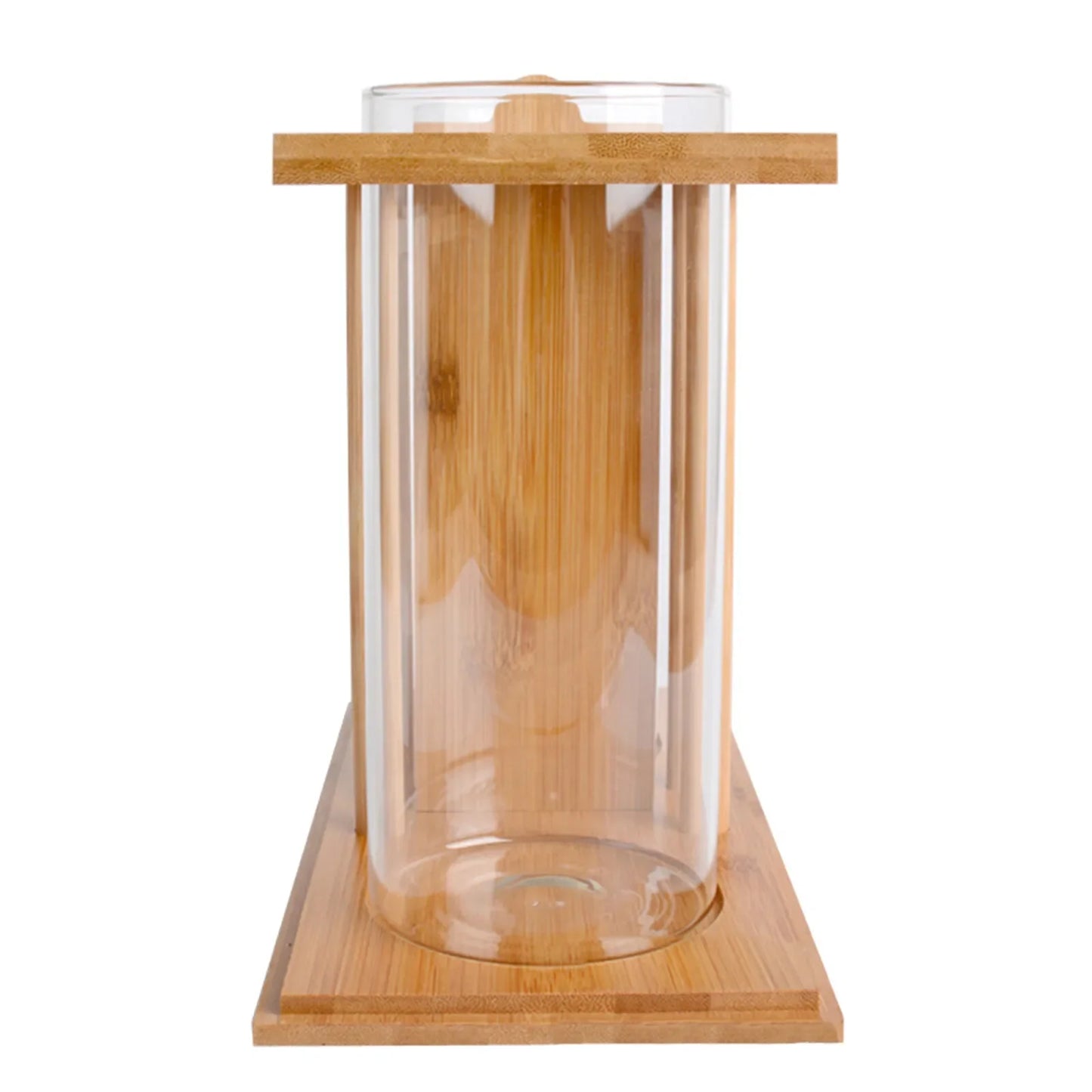 Bamboo Wood Ecological Fish Tank Dual Glass Desktop Mini Aquarium