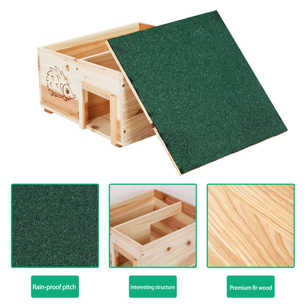 Guangdong Wooden Hedgehog House Predator Proof Shelter With Roof