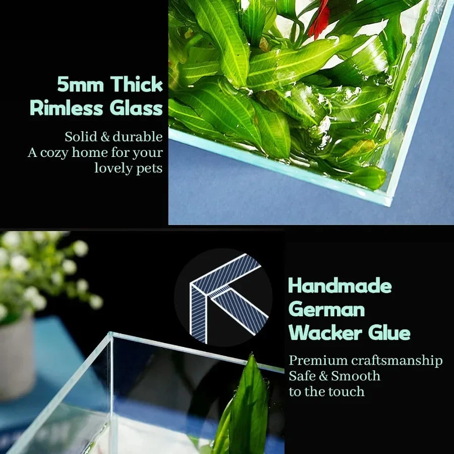 Ultra Clear Rimless Low Iron Glass Fish Tank For Betta