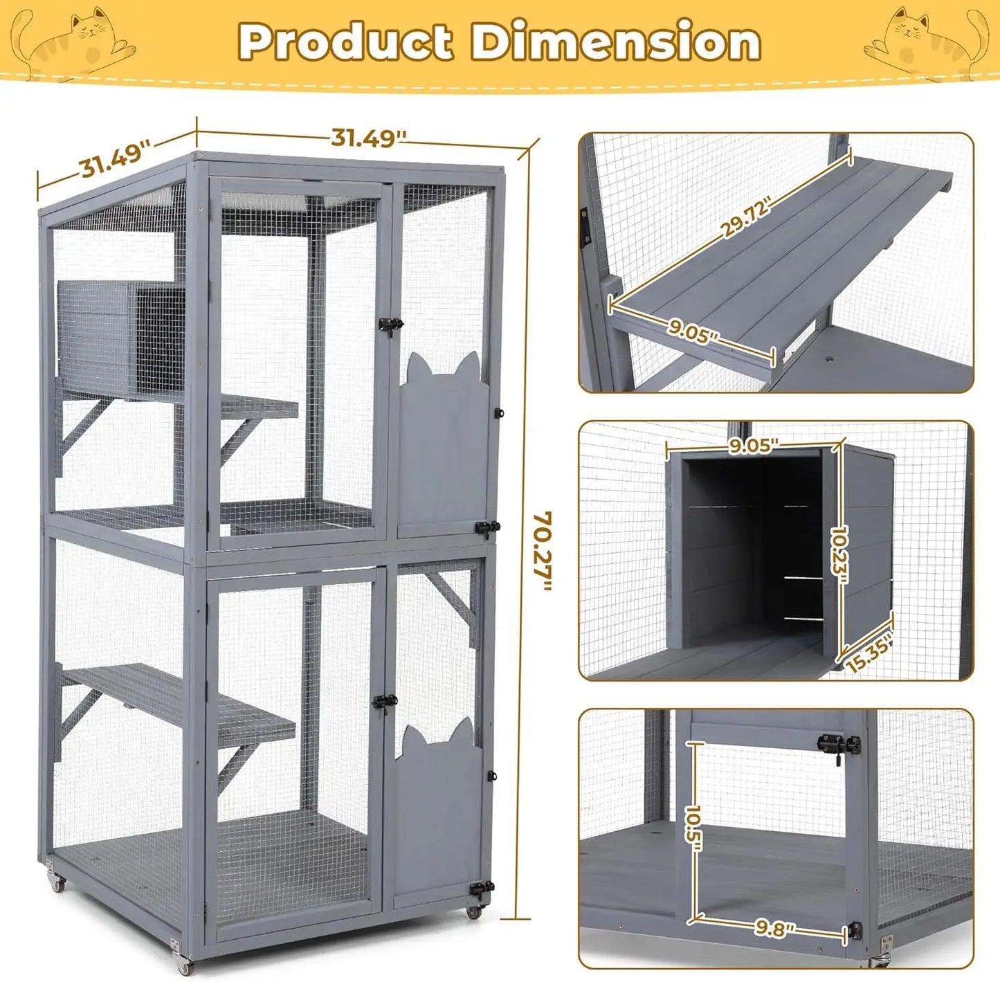 Closure Outdoor Cat Enclosure With Patio And Window Box Feature