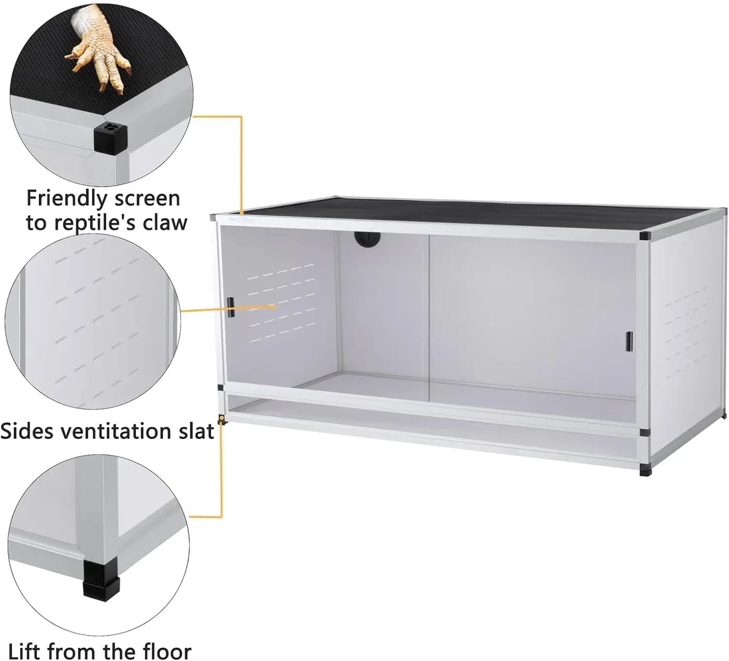 PVC Reptile Enclosure Bearded Dragon Terrarium Habitat Tank