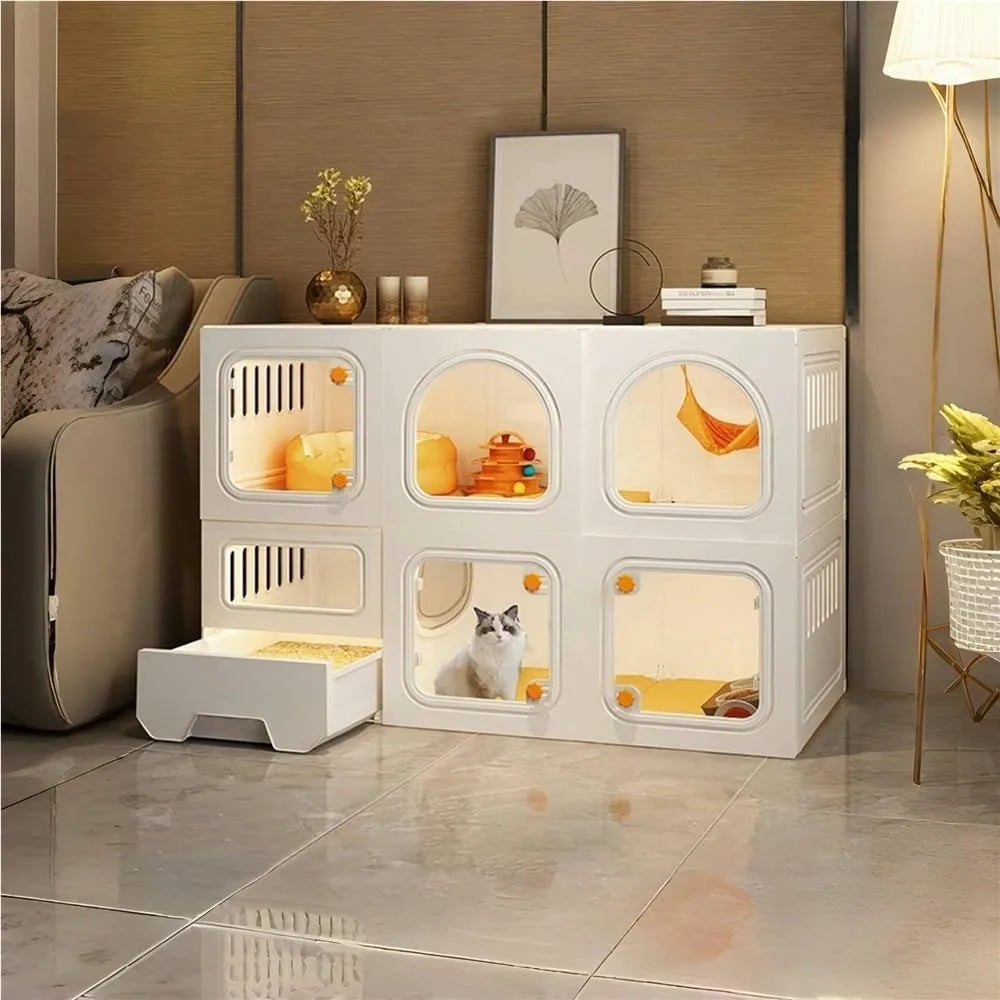 Xunian Two Tier Indoor Cat Cage With Litter Box And Windows