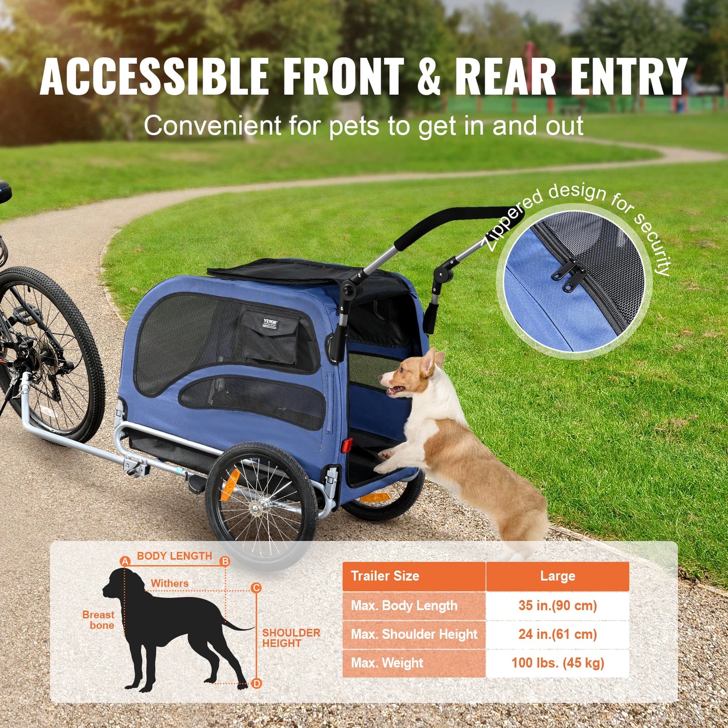 SucceBuy 2-In-1 Dog Bike Trailer Stroller Carrier For Travel With Wheels