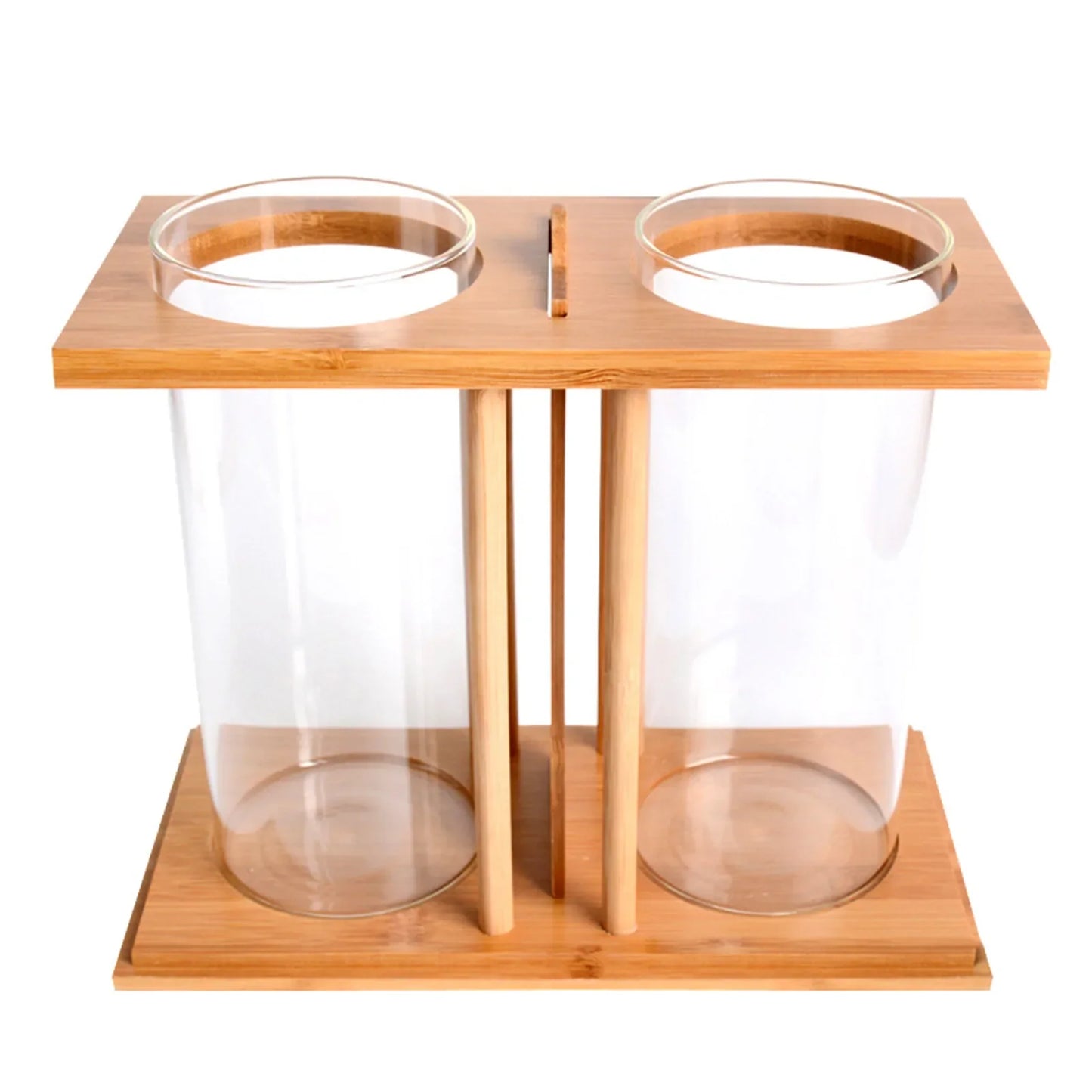 Bamboo Wood Ecological Fish Tank Dual Glass Desktop Mini Aquarium