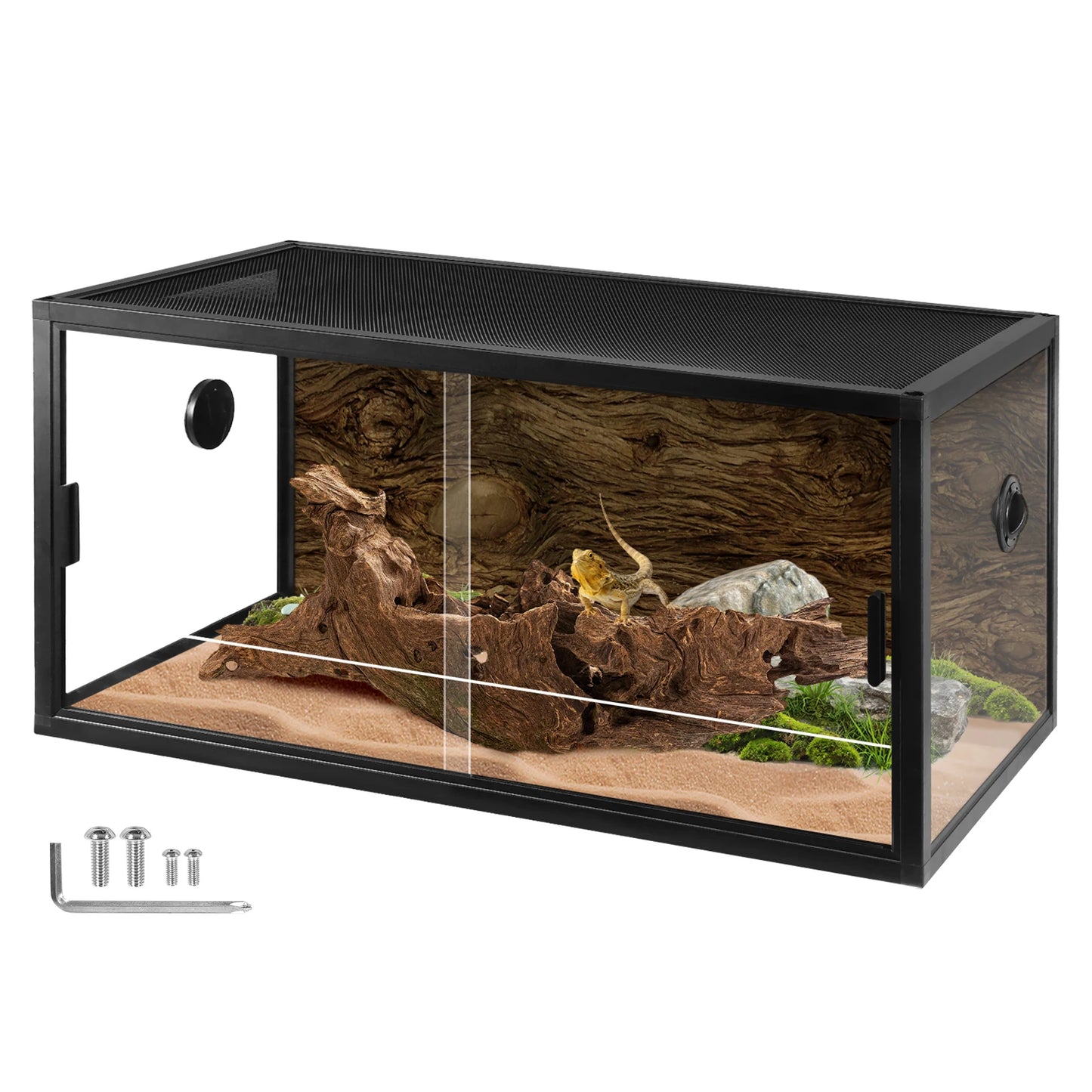 Shunmaii Reptile Terrarium with Sliding Door and Mesh Top