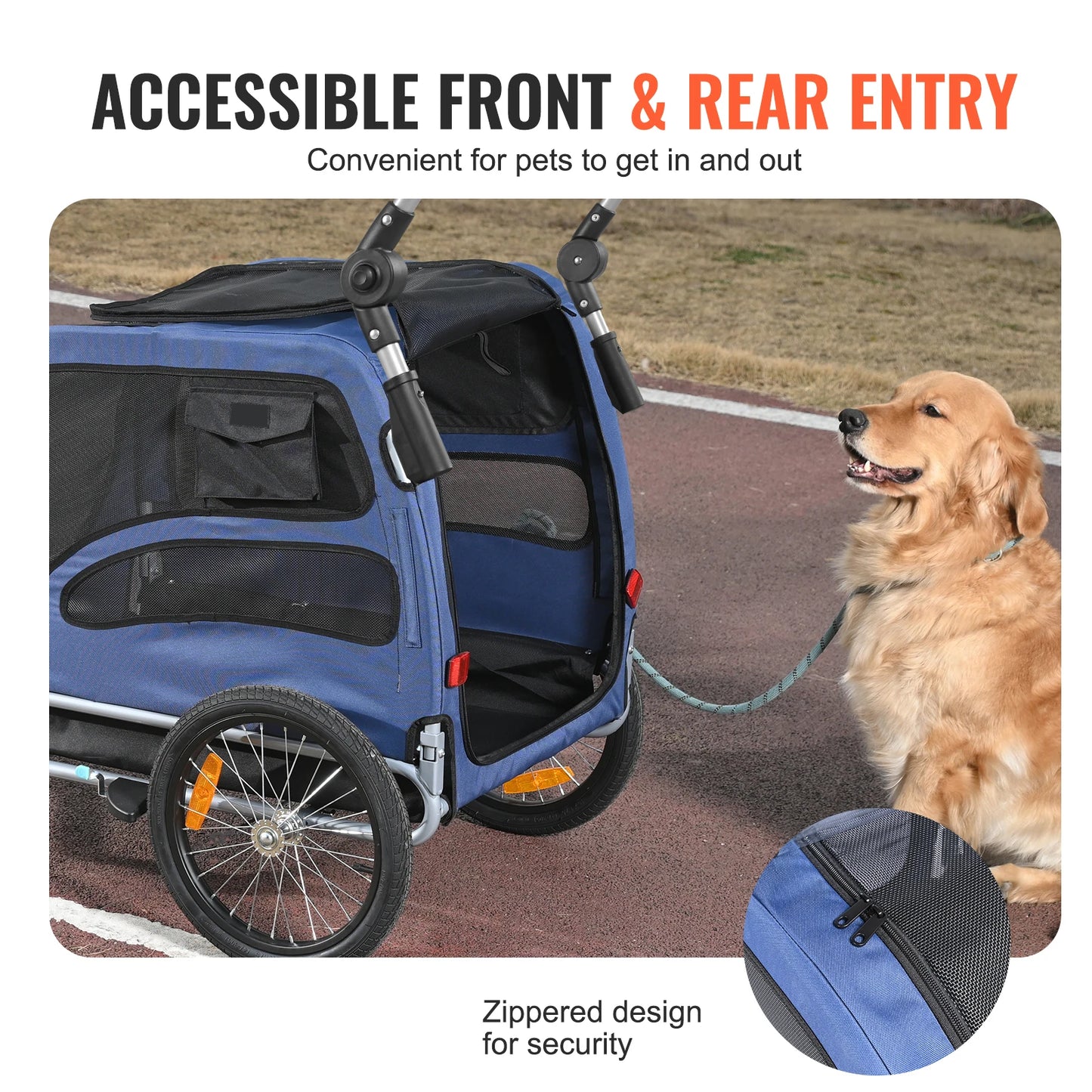 SucceBuy 100 Lbs 2 in 1 Dog Bike Trailer and Pet Stroller Carrier