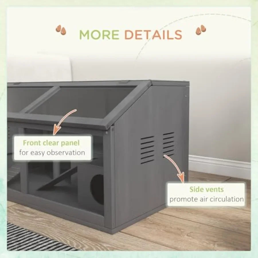 Wooden Hamster Cage Habitat With Suspension Bridge Ladders Openable Top