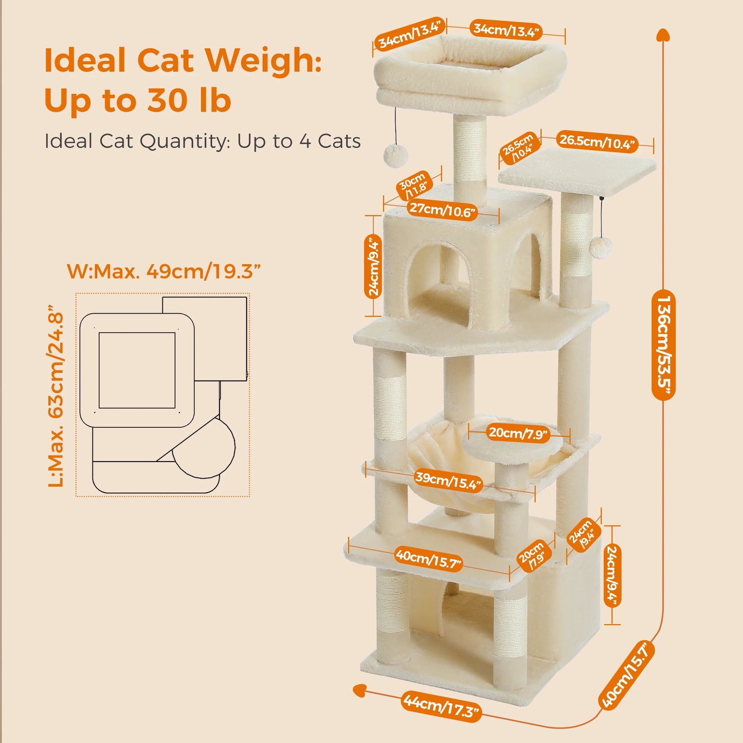 PEQULTICN 6 Level Cat Tree Tower With Joyful Pompom