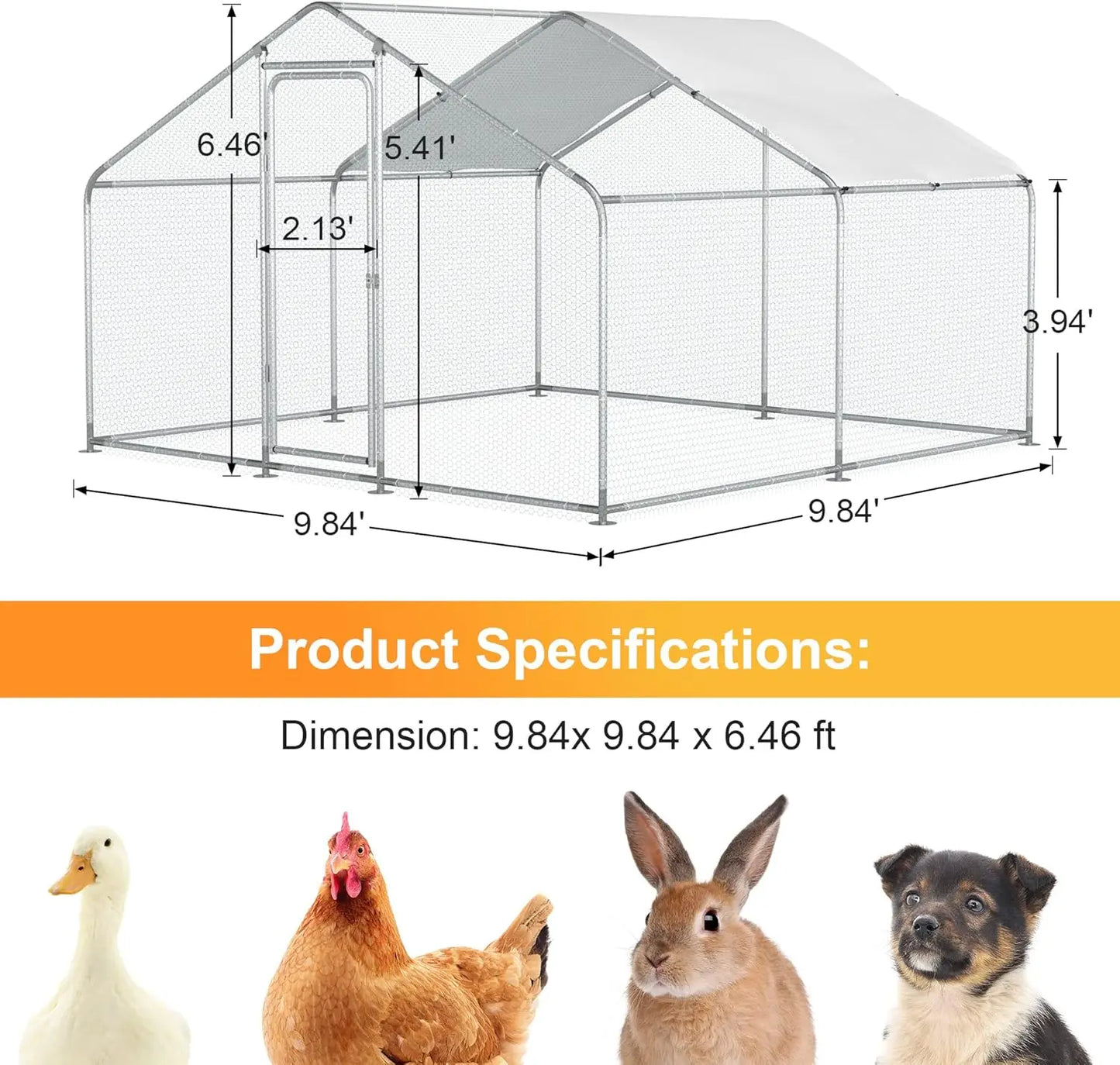Farm Animals Large Walk In Metal Chicken Coop Waterproof Cover