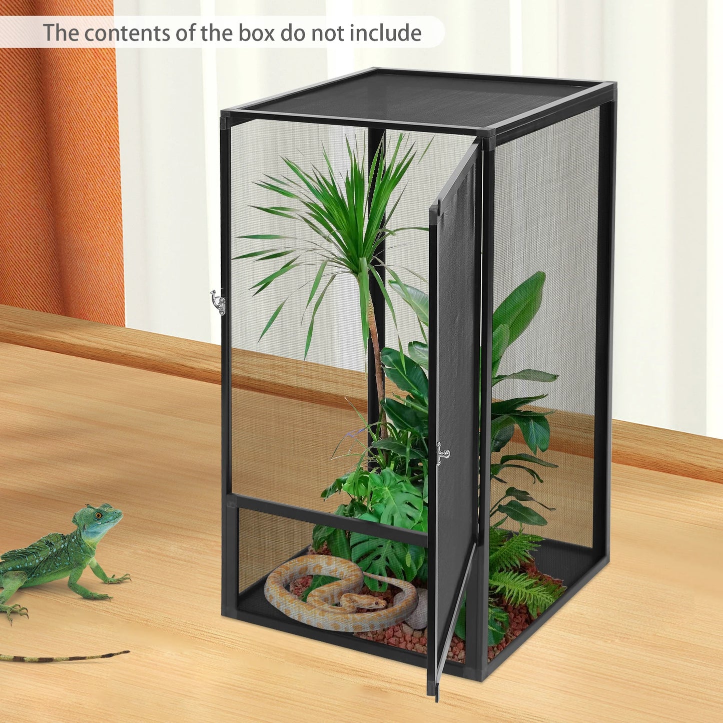 Bymaocar Reptile Terrarium With Aluminum Frame And Mesh Ventilation