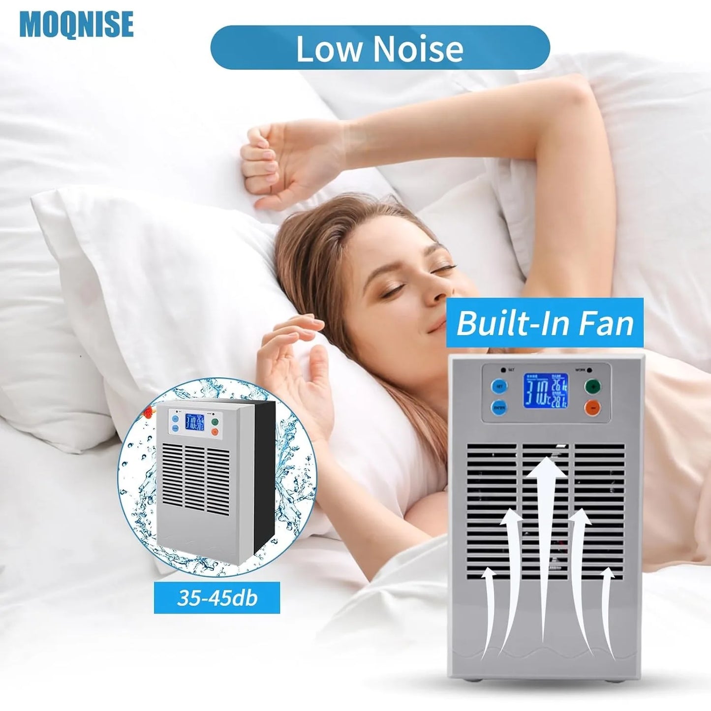 100W Aquarium Water Chiller, 30L Cooling Capacity for Fish Tanks with Digital Thermostat (10-40°C), Ultra Quiet 35dB Operation