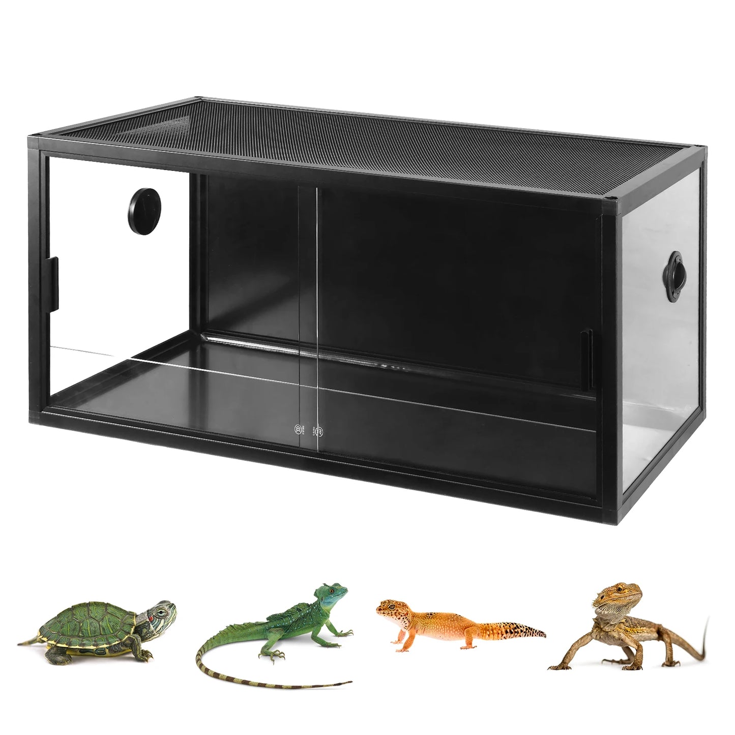 Shunmaii Reptile Terrarium with Sliding Door and Mesh Top