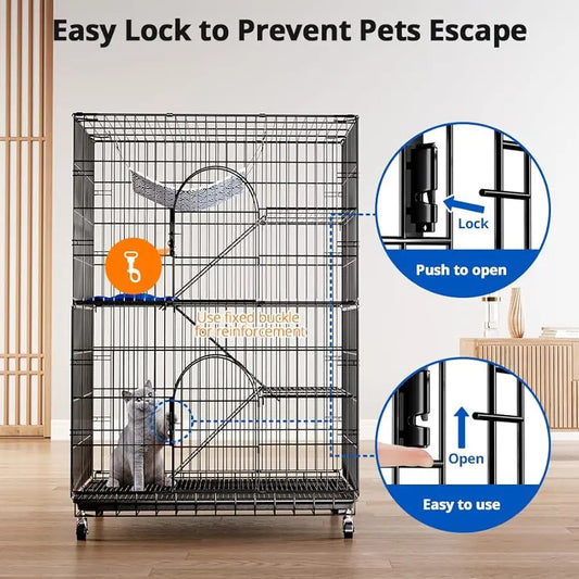 Closure 4 Tier Cat Cage Playpen Kennel for Pets