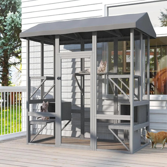 Catio Outdoor Cat Enclosure For Multiple Cats With Waterproof Cover