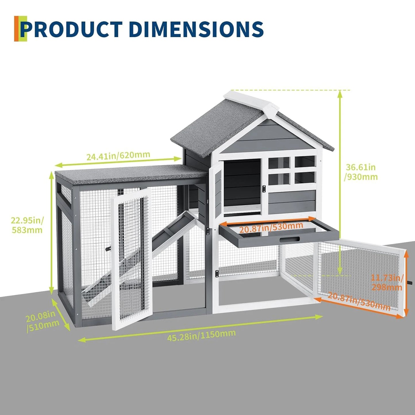 DishyKookerCN Rabbit Hutch Indoor Outdoor Cage With Ramp