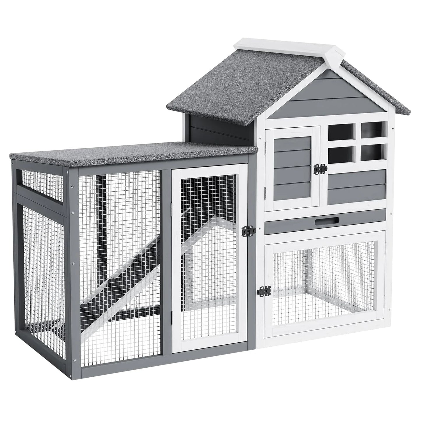 DishyKookerCN Rabbit Hutch Indoor Outdoor Cage With Ramp