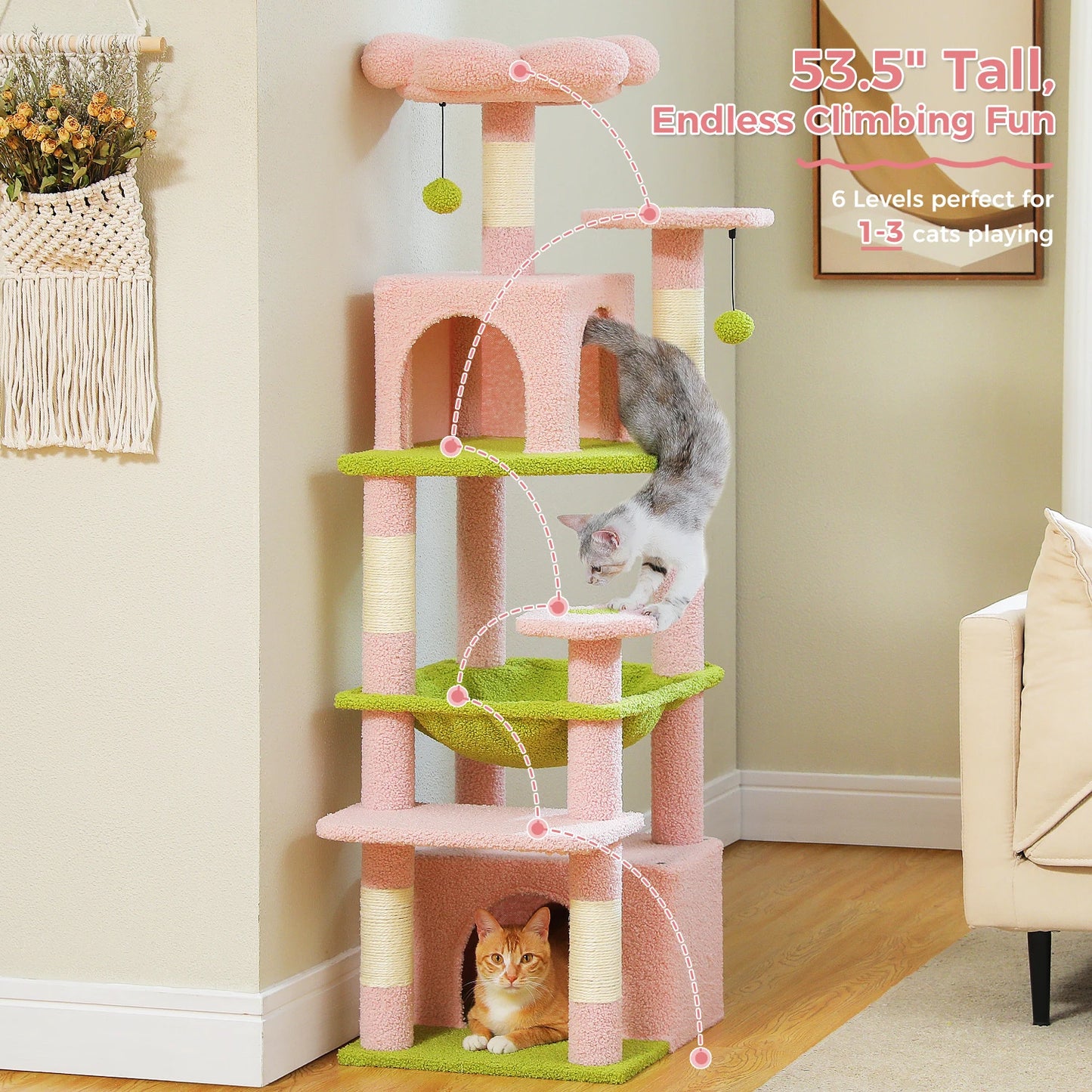 PEQULTICN 6 Level Cat Tree Tower With Joyful Pompom