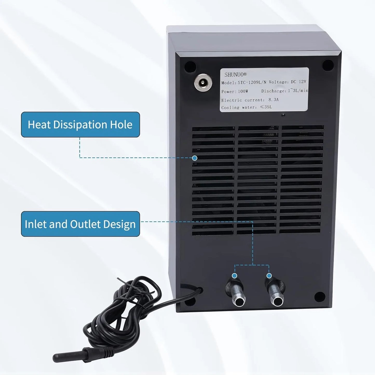 100W Aquarium Water Chiller, 30L Cooling Capacity for Fish Tanks with Digital Thermostat (10-40°C), Ultra Quiet 35dB Operation