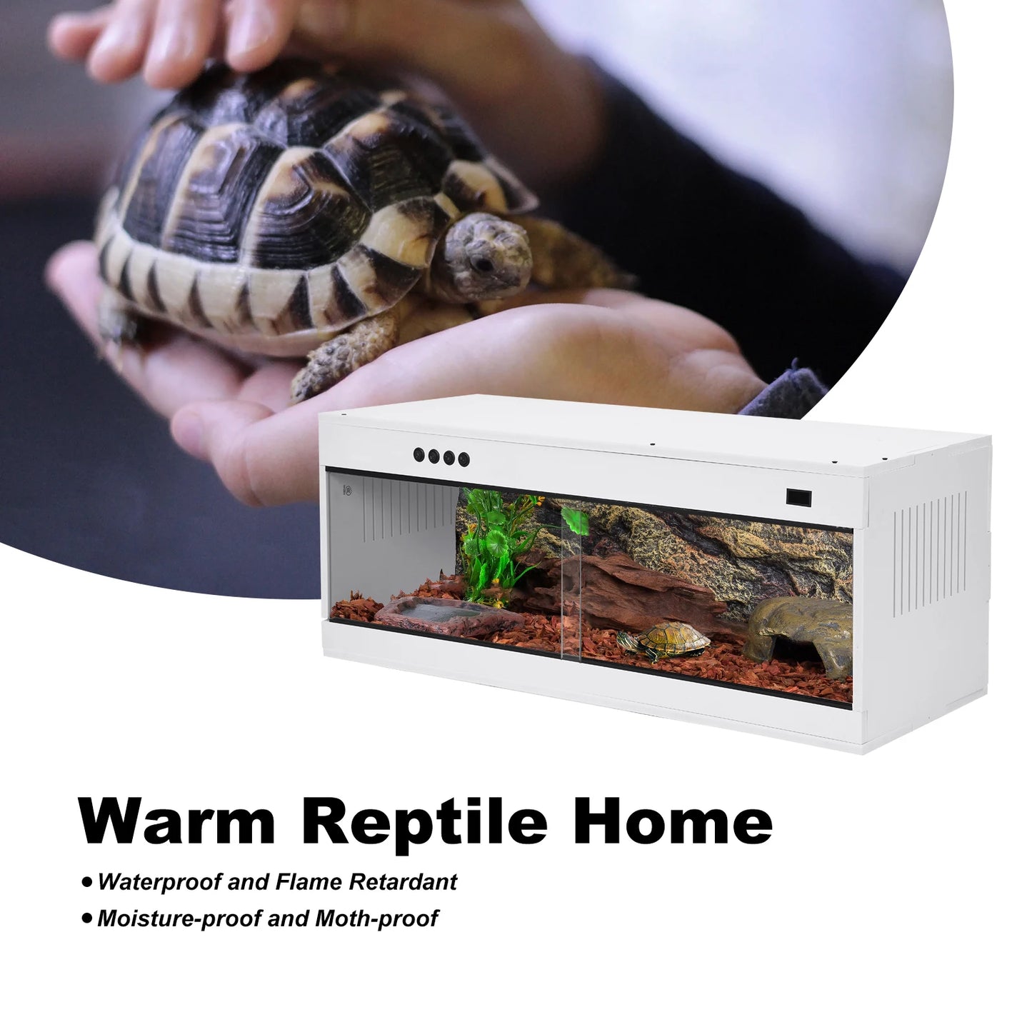 Reptile Enclosure Reptile Cage Lizard Terrarium Tempered Glass Reptile Habitat, Breeding Box, Amphibians Enclosure for All Types