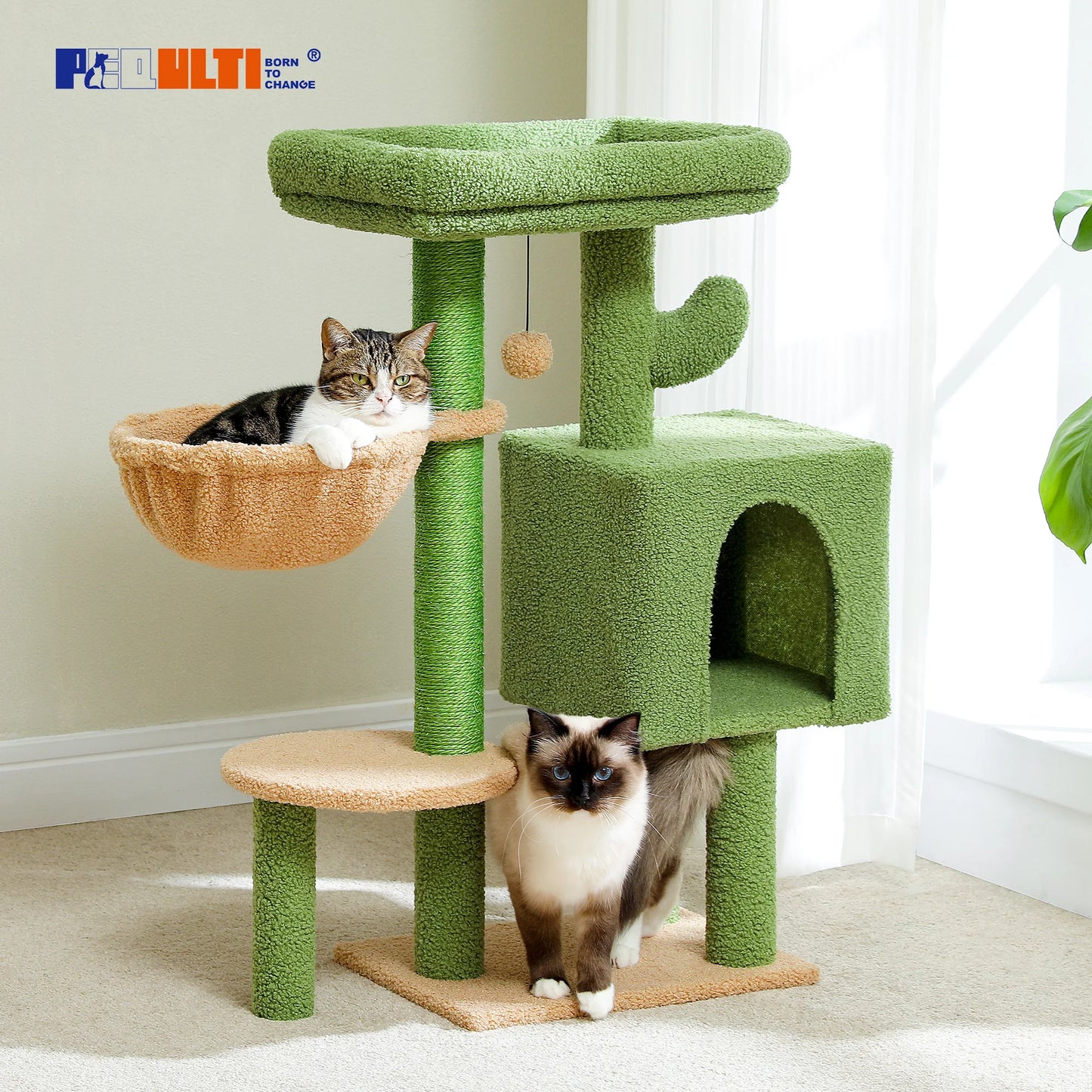 PEQULTICN 90cm Cat Tree With Scratching Post And Spacious Top Bed