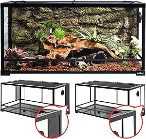 Reptile Glass Enclosure With Dual Mesh Sides And Hinged Door