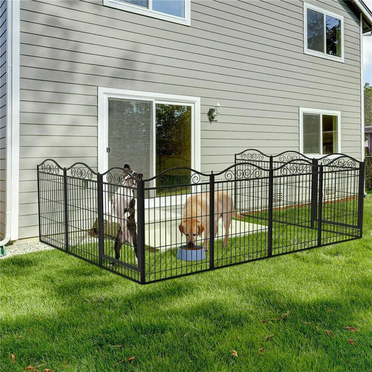 BORWARTH Heavy Duty Iron Dog Playpen Fence with Door