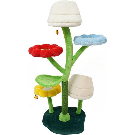 Breed Six-Tier Flower Cat Tower With Platforms And Scratching Post