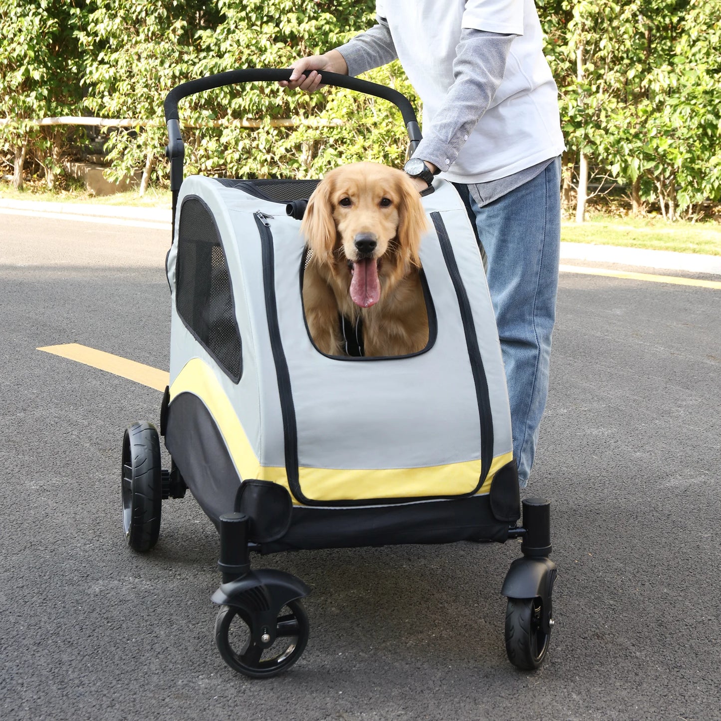 Portable Dog Stroller 4 Wheels Foldable Travel Carrier