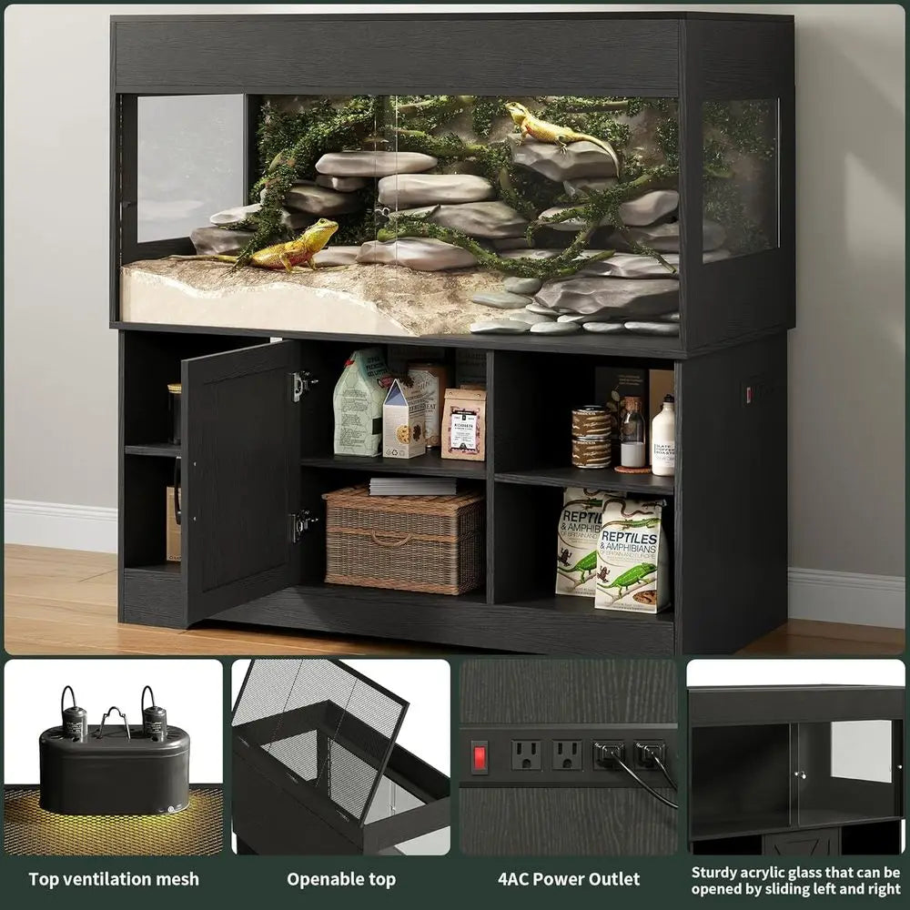 Reptile Tank With Stand Terrarium For Bearded Dragons Snakes Lizards