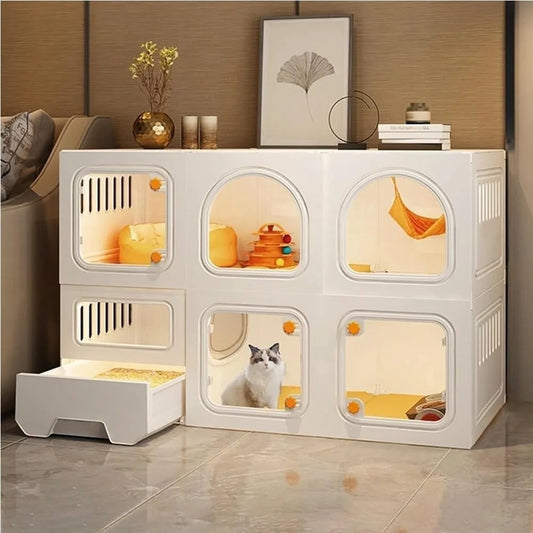 Xunian Two Tier Indoor Cat Cage With Litter Box And Windows