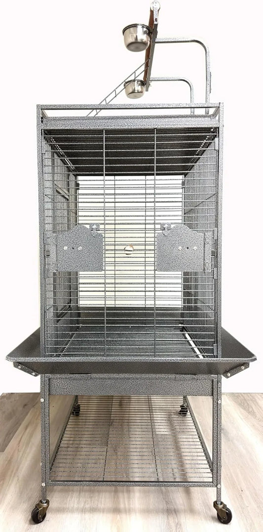 Deluxe Wrought Iron Parrot Cage With Top Play Area