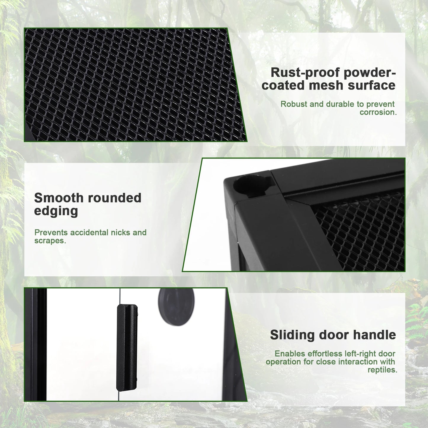 Shunmaii Reptile Terrarium with Sliding Door and Mesh Top