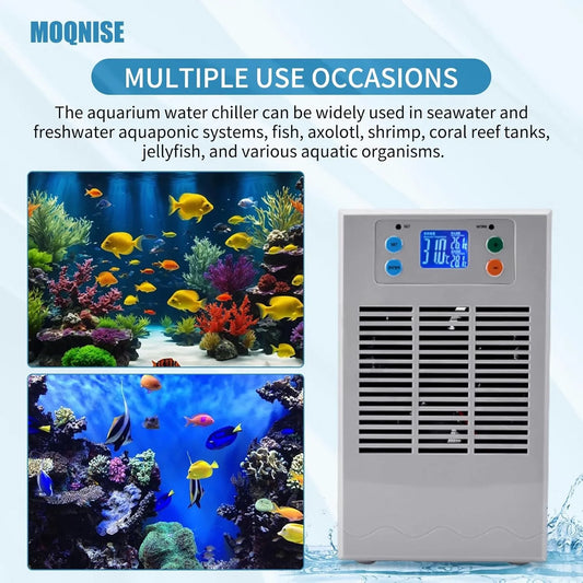 100W Aquarium Water Chiller, 30L Cooling Capacity for Fish Tanks with Digital Thermostat (10-40°C), Ultra Quiet 35dB Operation