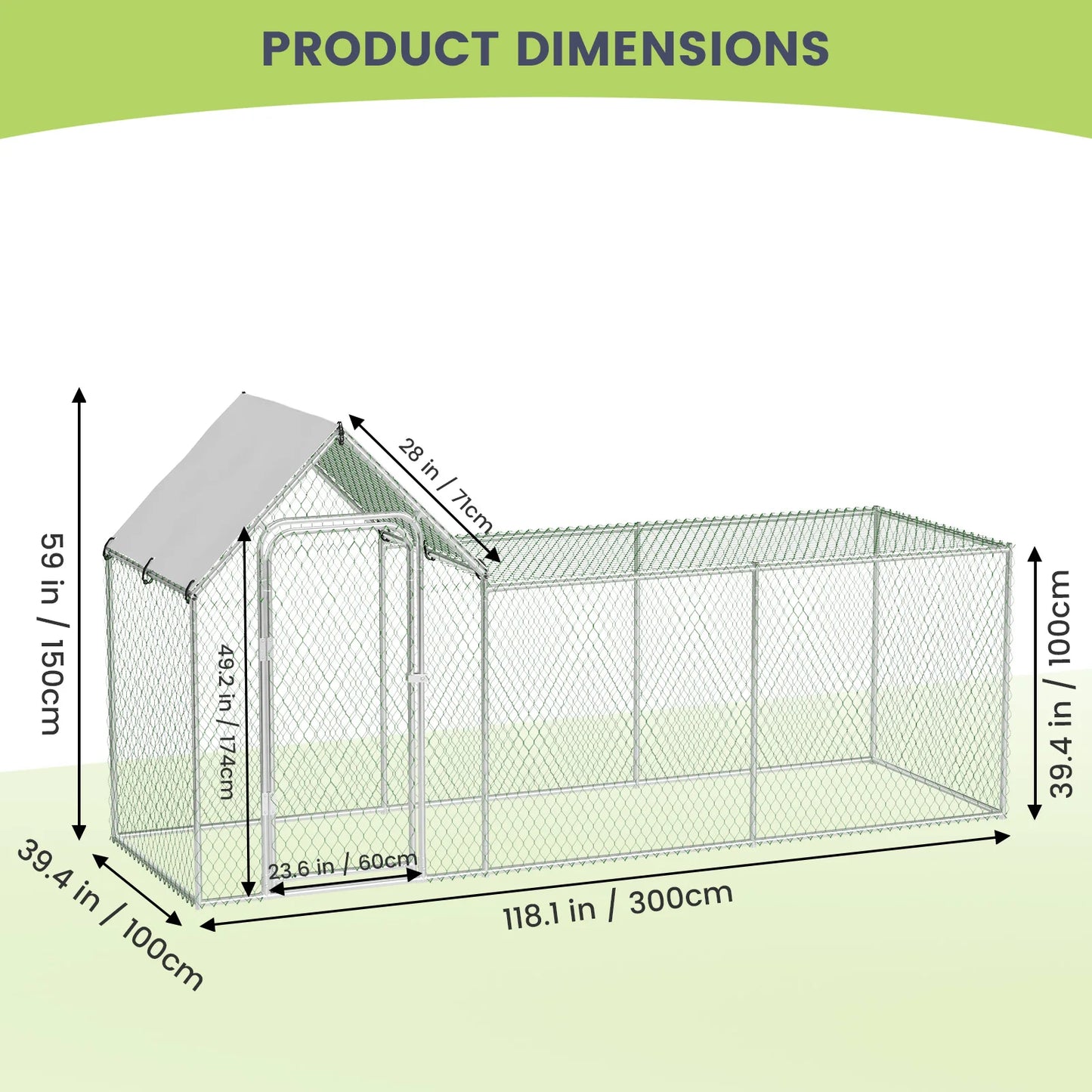 HiMISSH Flat Style Poultry Cage Walk In With Waterproof Cover