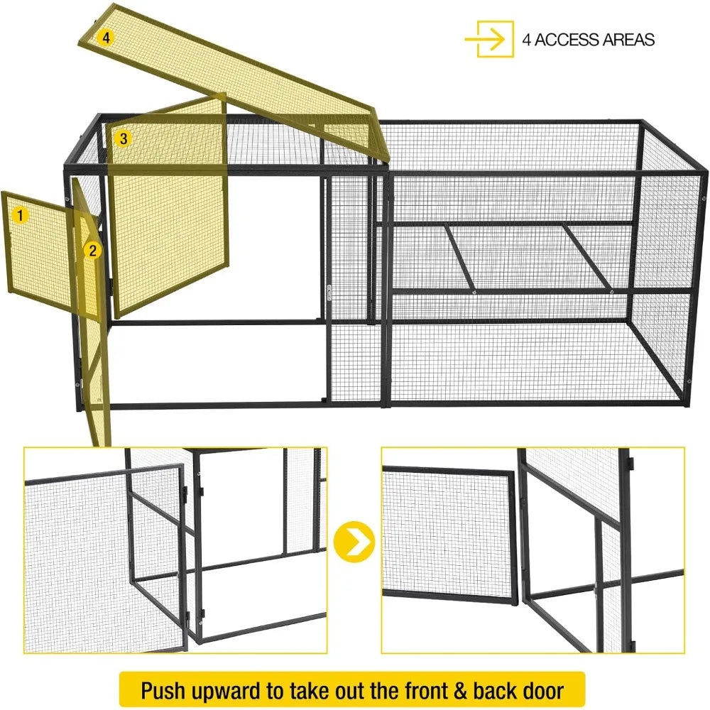 Chicken Coop Run Extension With Perches And Detachable Door