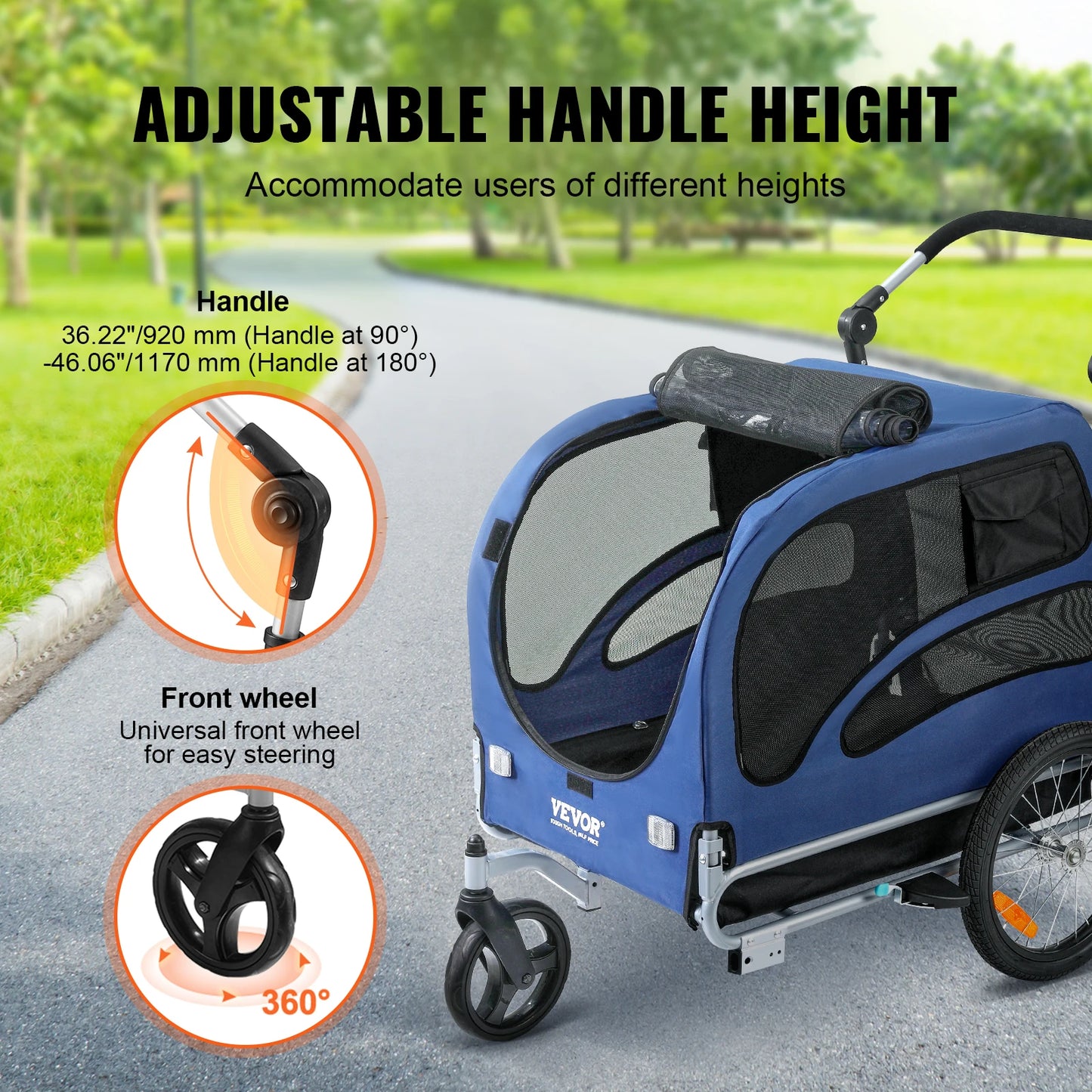 SucceBuy 2-In-1 Dog Bike Trailer Stroller Carrier For Travel With Wheels