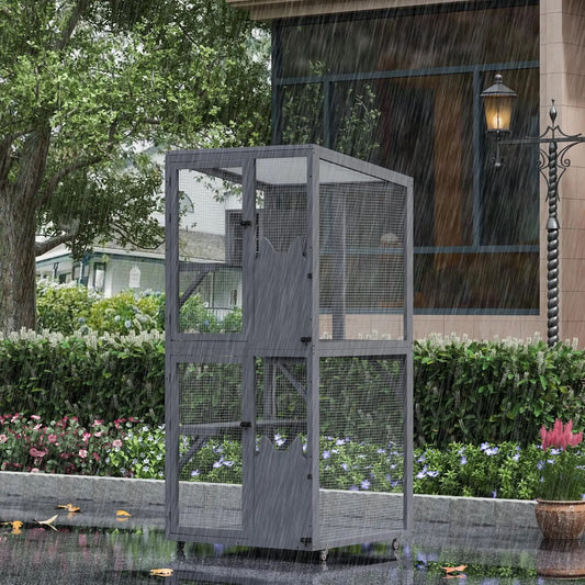 Closure Outdoor Cat Enclosure With Patio And Window Box Feature