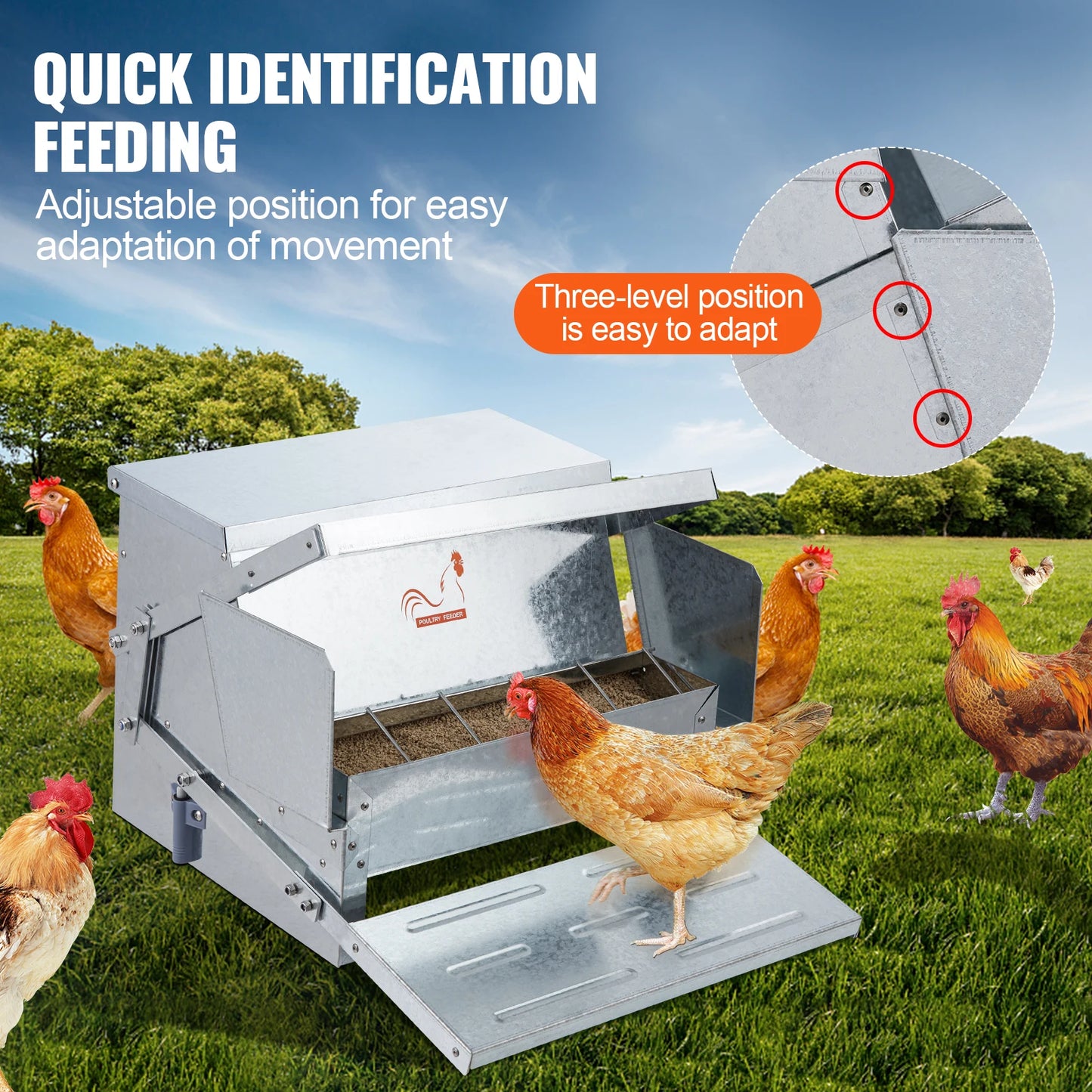 SucceBuy Automatic Chicken Feeder 25 Lbs Capacity For 10 Chickens