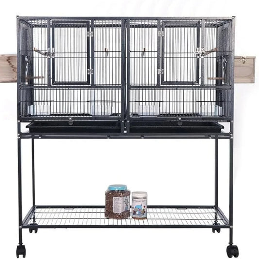 NONECN Iron Bird Cage With Wooden Perches For Parrots