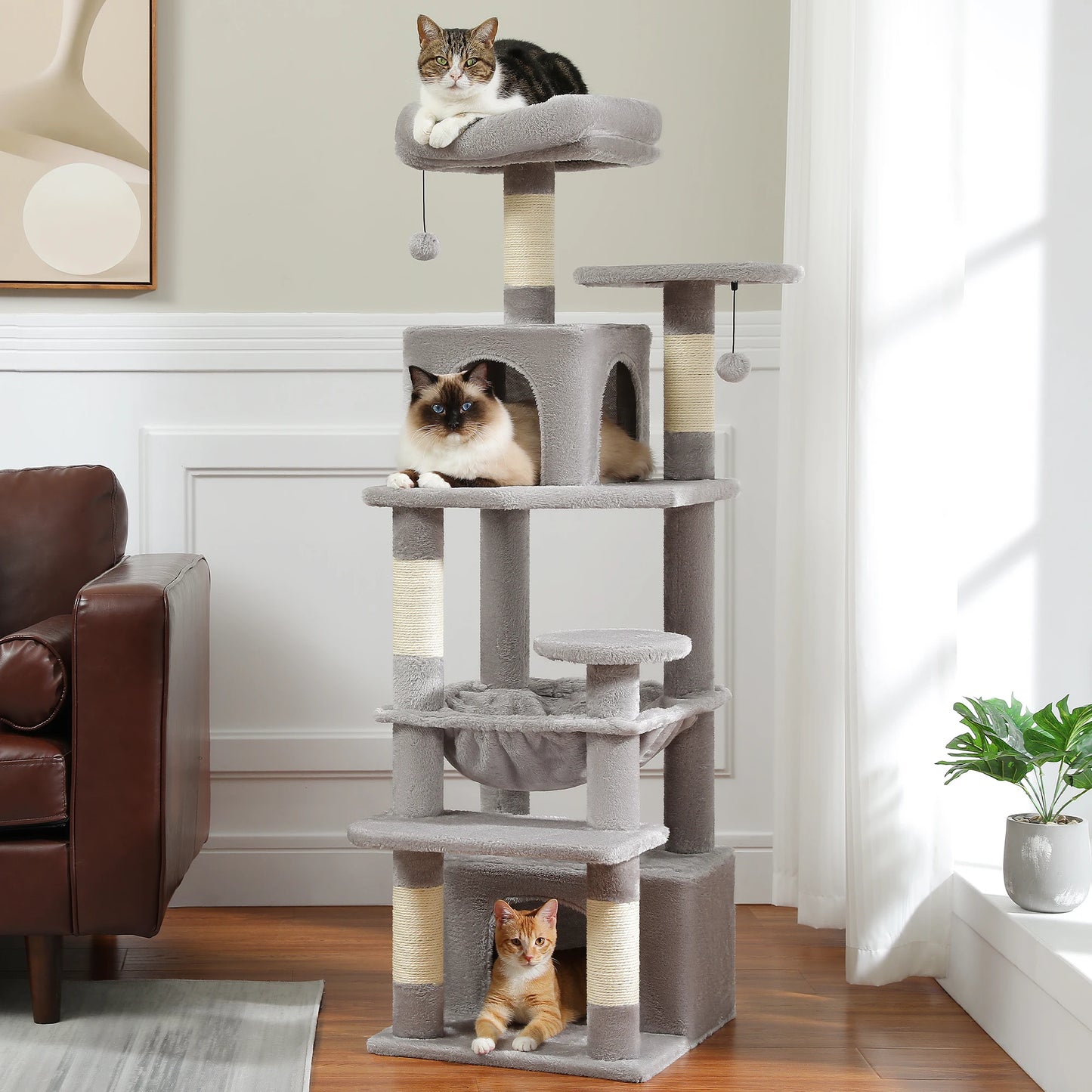 PEQULTICN 6 Level Cat Tree Tower With Joyful Pompom