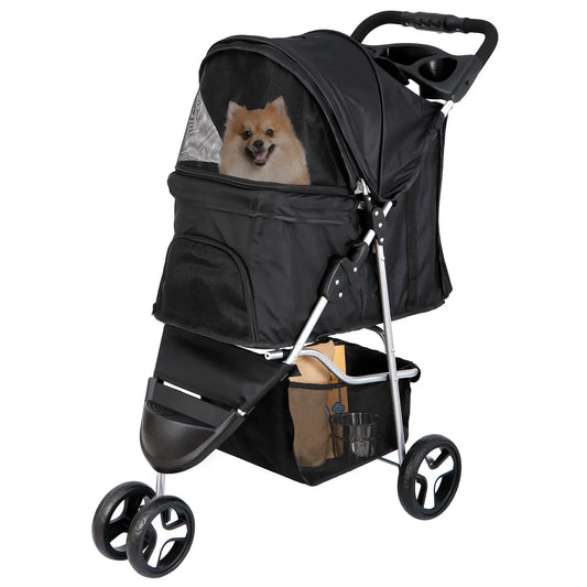 Breed 3 Wheel Travel Pet Stroller For Dogs And Cats Foldable