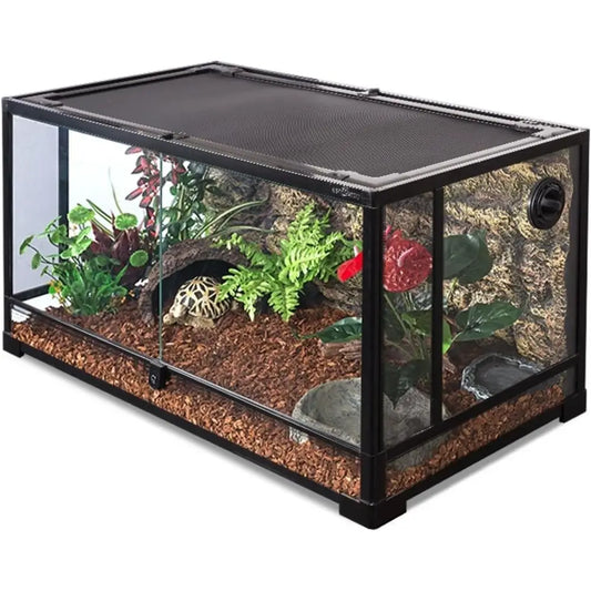 Reptile Terrarium Front Opening Enclosure With Safe Lock And Ventilation