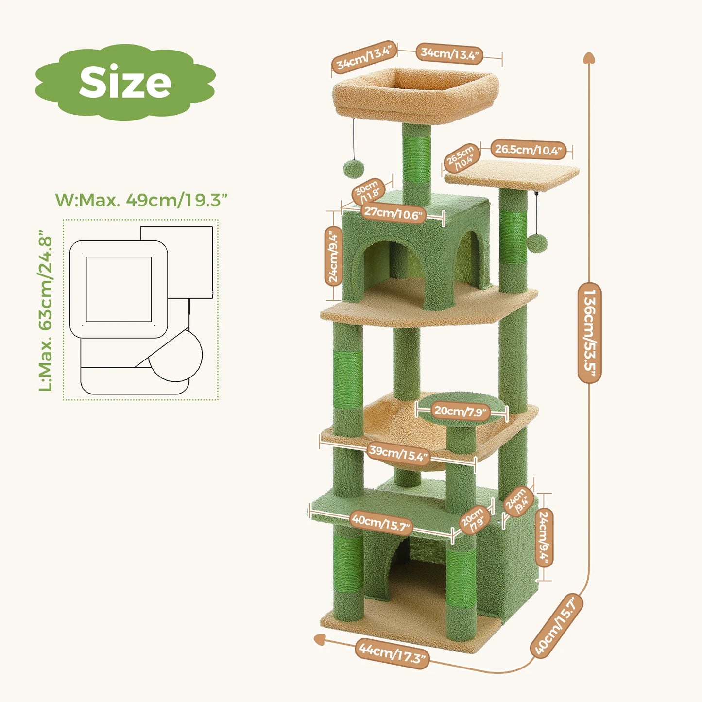PEQULTICN 6 Level Cat Tree Tower With Joyful Pompom
