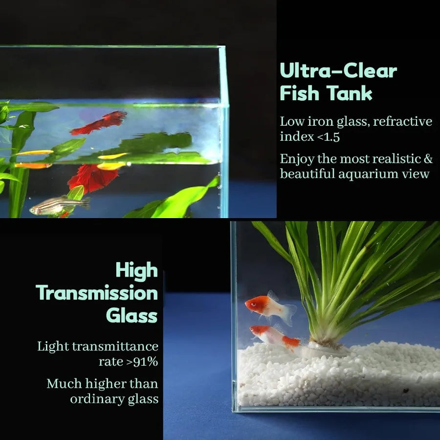 Ultra Clear Rimless Low Iron Glass Fish Tank For Betta