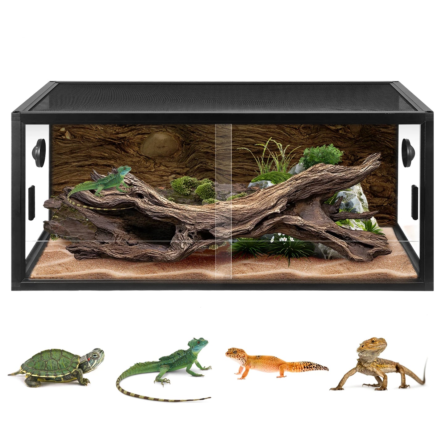 APWIKOGER Reptile Tank Glass Terrarium With Front Ventilation